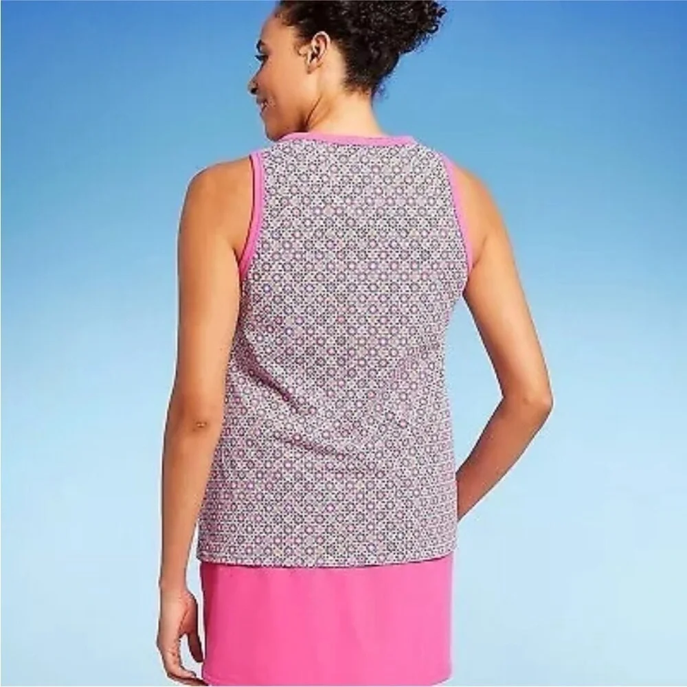 Lands' End  UPF 50 Geo Print High Neck Tankini Top XS NWT